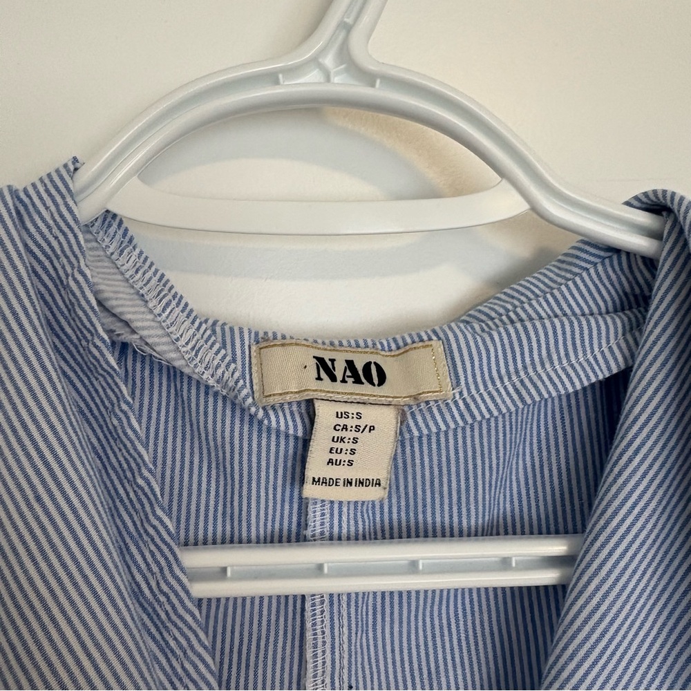 Nao‎ Sleeveless Blue & White Striped Straight Leg Jumpsuit Women’s Size Small - Picture 5 of 16